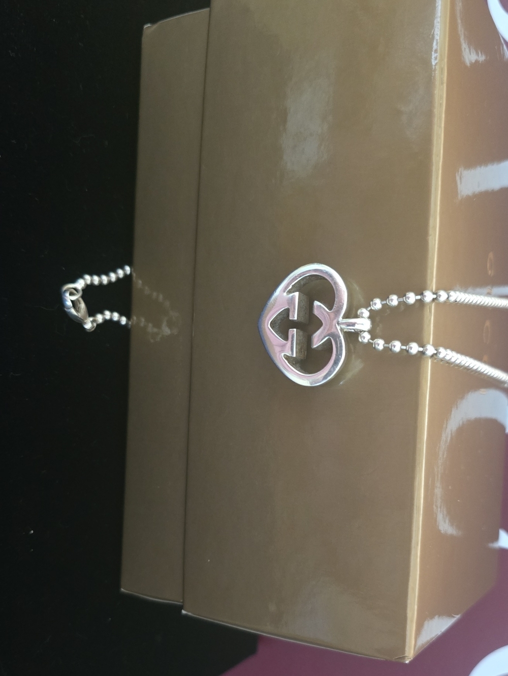 Gucci Silver Interlocking G Pendant Necklace